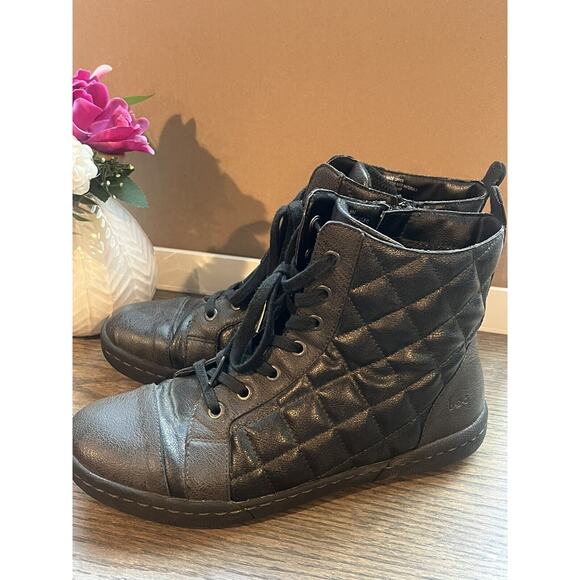 Born BOC Brightops Gun Metal Gray Quilted Lace Zip HighTop Sneakers Sz 8 M - Picture 1 of 6